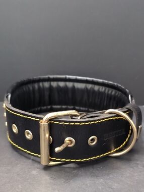 Bestia Maximus Chunky  Black Leather Dog Collar.